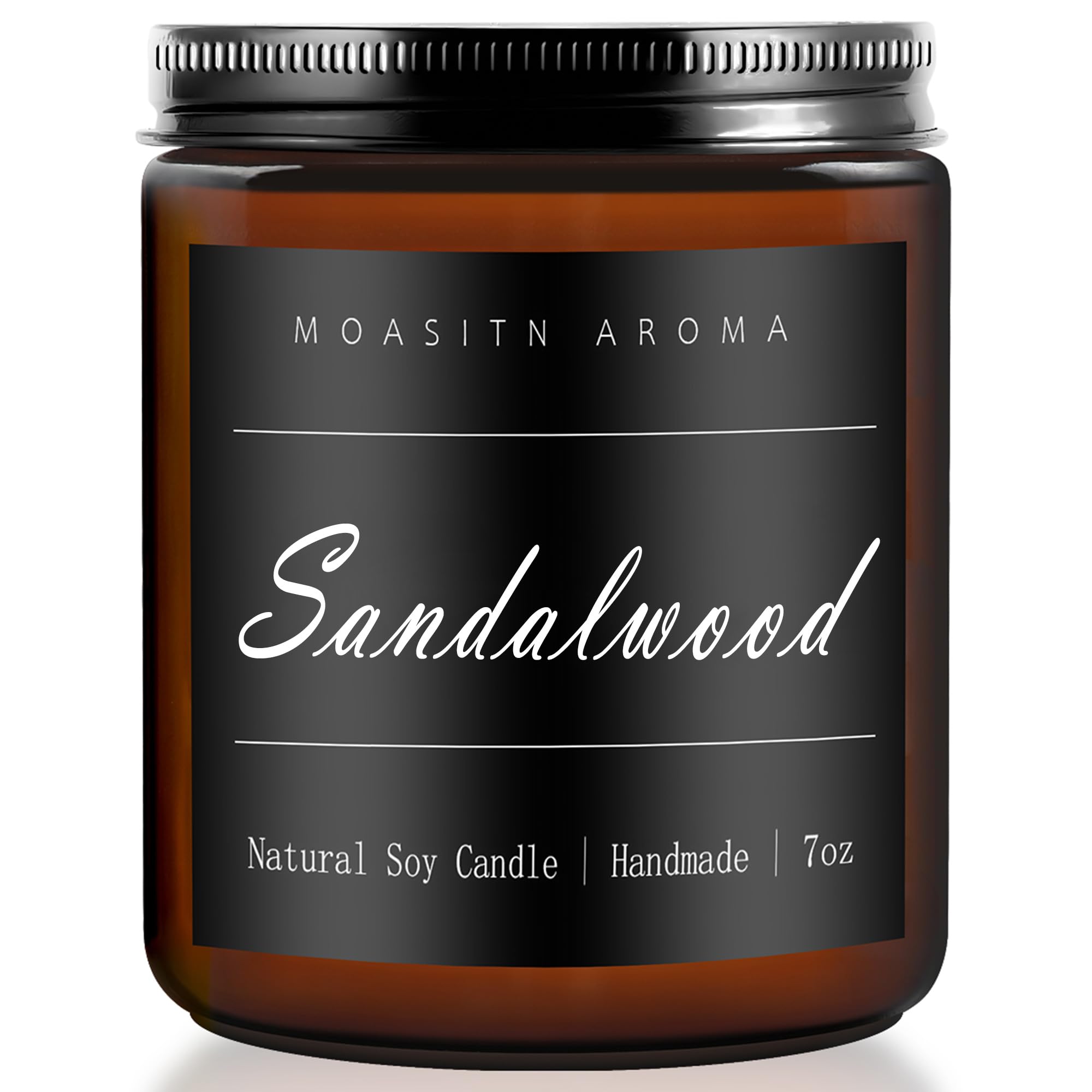 MOASITN sandalwood candle in amber jar enhances calm ambience