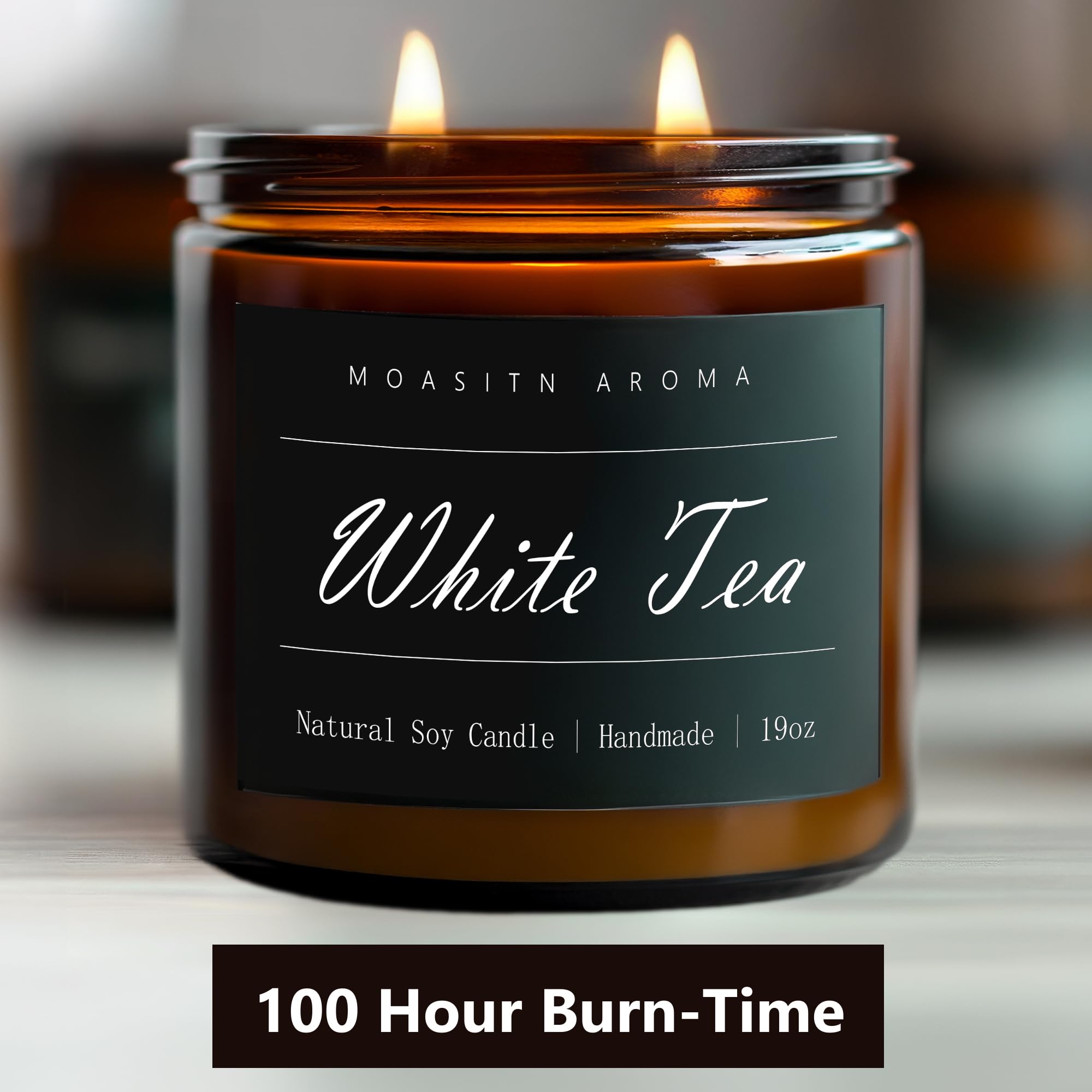 MOASITN White Tea Large Candle amber jar reusable decor after burning