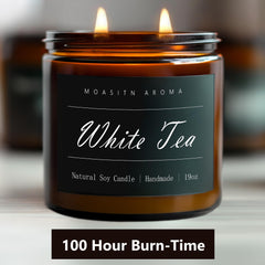 MOASITN White Tea Large Candle amber jar reusable decor after burning