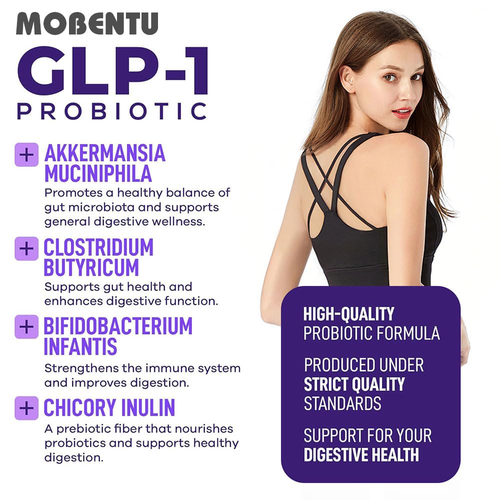 Mobentu GLP-1 Probiotic gut-health icons illustrate overall wellness potential