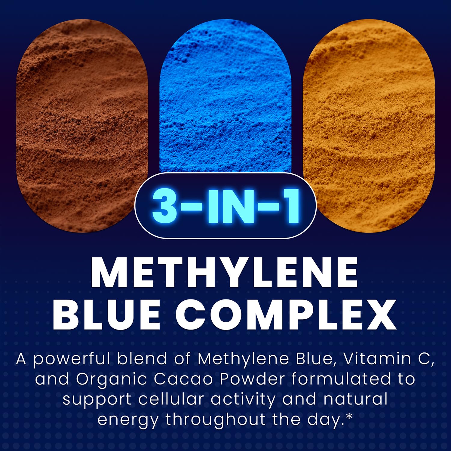 Mobisoul Methylene Blue capsule label closeup highlighting potency.
