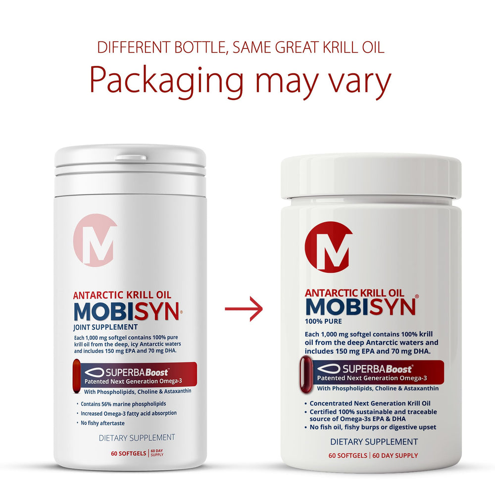 Mobisyn Krill Oil 56% phospholipids image conveys strong EPA/DHA delivery.