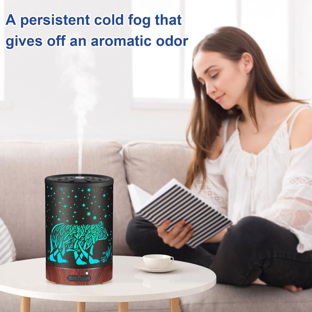 Mocosa ultrasonic diffuser operates quietly for focused work or restful sleep.