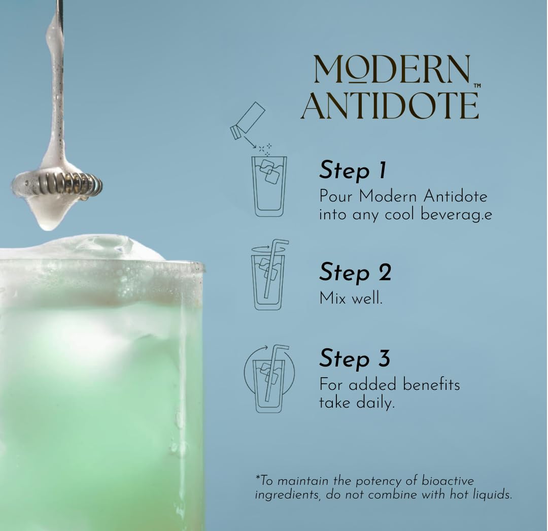 Metal lid and recyclable glass packaging of Modern Antidote Detox