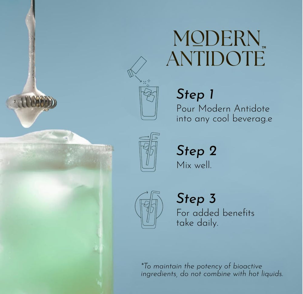 Metal lid and recyclable glass packaging of Modern Antidote Detox