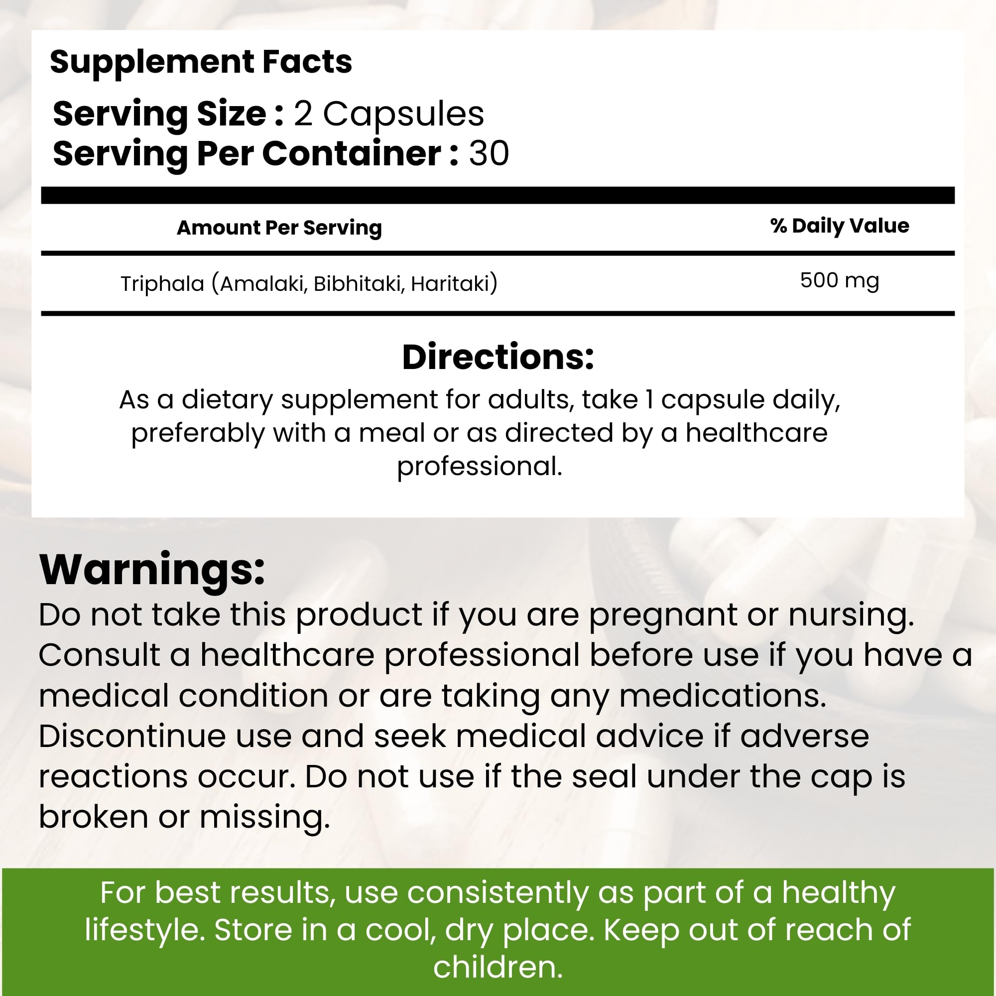 Modern Ayurvedic Centre Triphala capsules haritaki-bibhitaki powders close-up for digestive wellness.