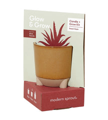 Modern Sprout Glow and Grow candle in glaze ceramic vessel ready to become aloe planter.