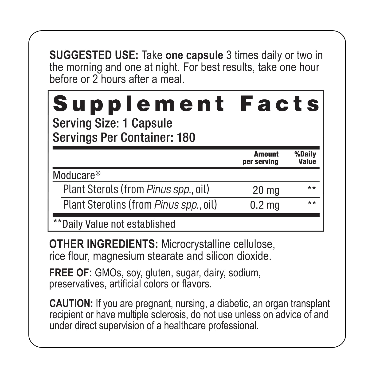 Moducare vegetarian capsules ready for daily supplementation.