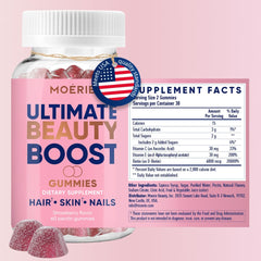 Moerie gummies closeup with fruity texture for healthier hair growth