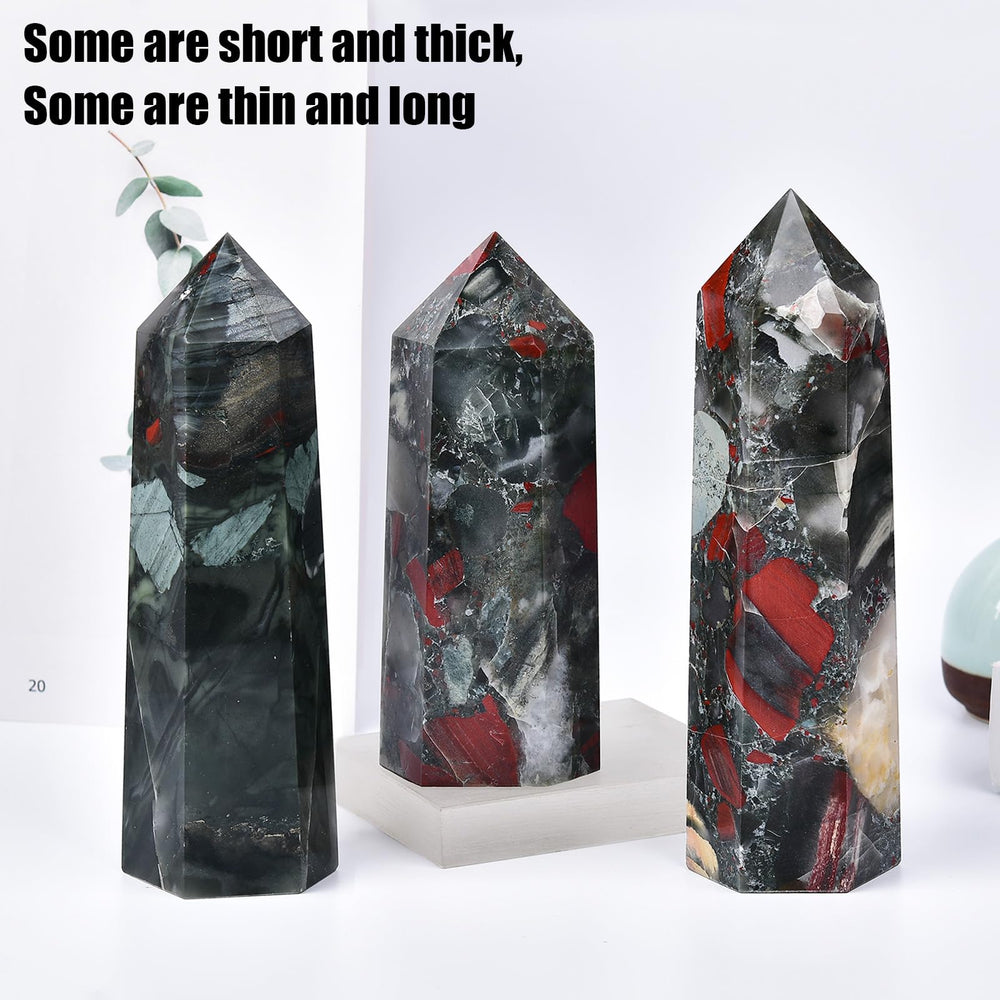 MOGEMT Africa Bloodstone crystal point showcases unique carvings and natural beauty