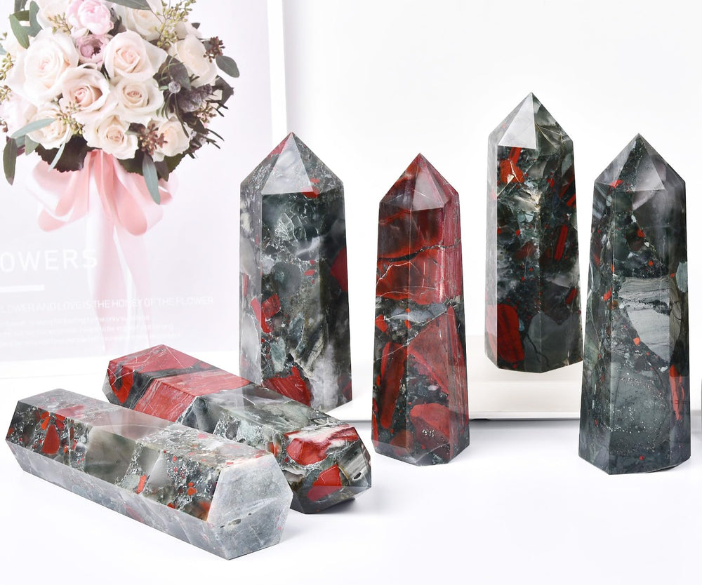 MOGEMT Africa Bloodstone obelisk suited for office energy and stress relief