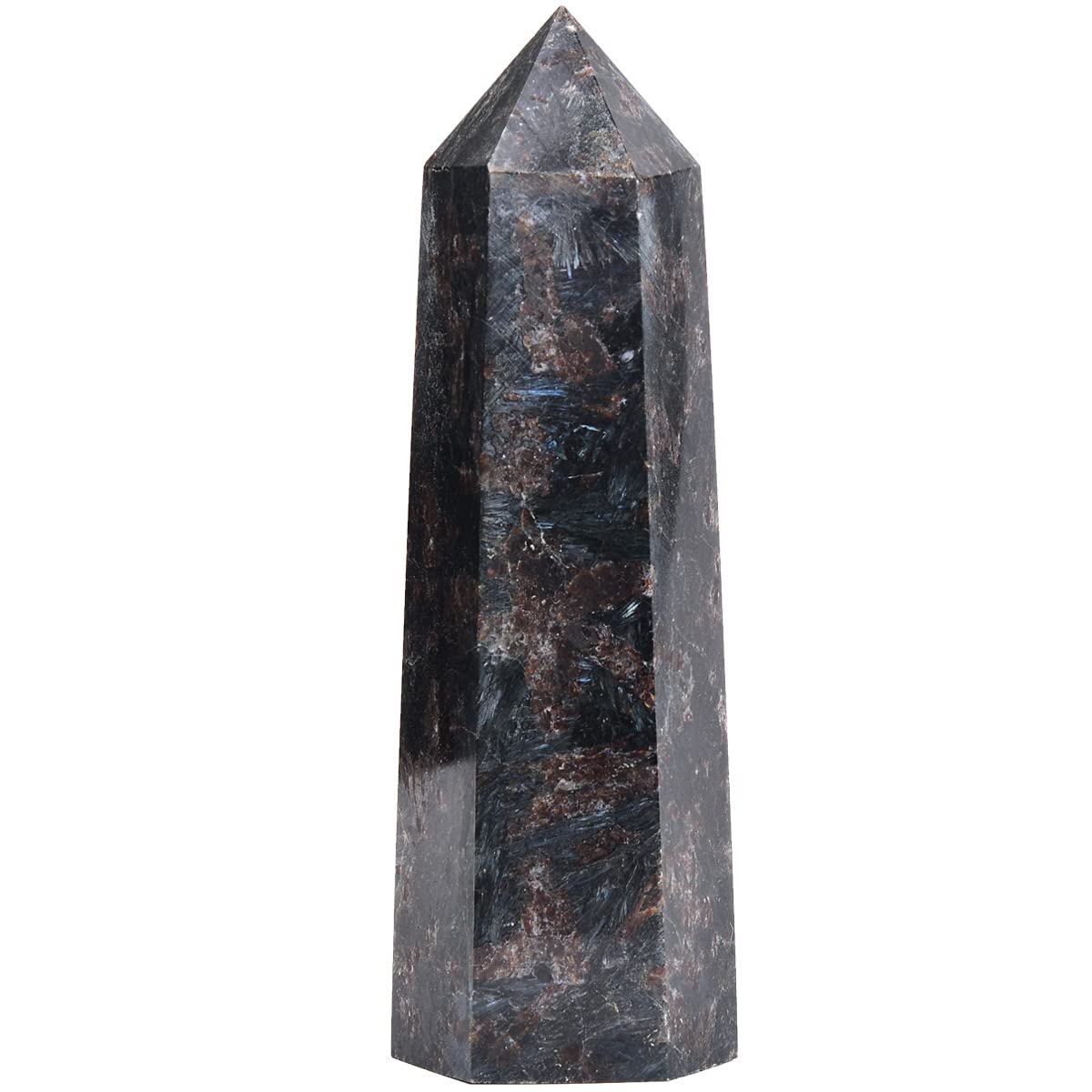 MOGEMT Astrophyllite Quartz Obelisk Tower close-up shows natural sparkle and luster