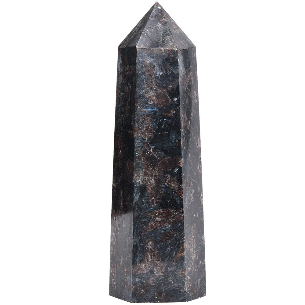 MOGEMT Astrophyllite Quartz Obelisk Tower close-up shows natural sparkle and luster