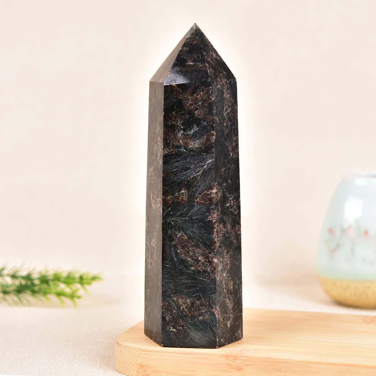 MOGEMT astrophyllite quartz tower during a tranquil Reiki session
