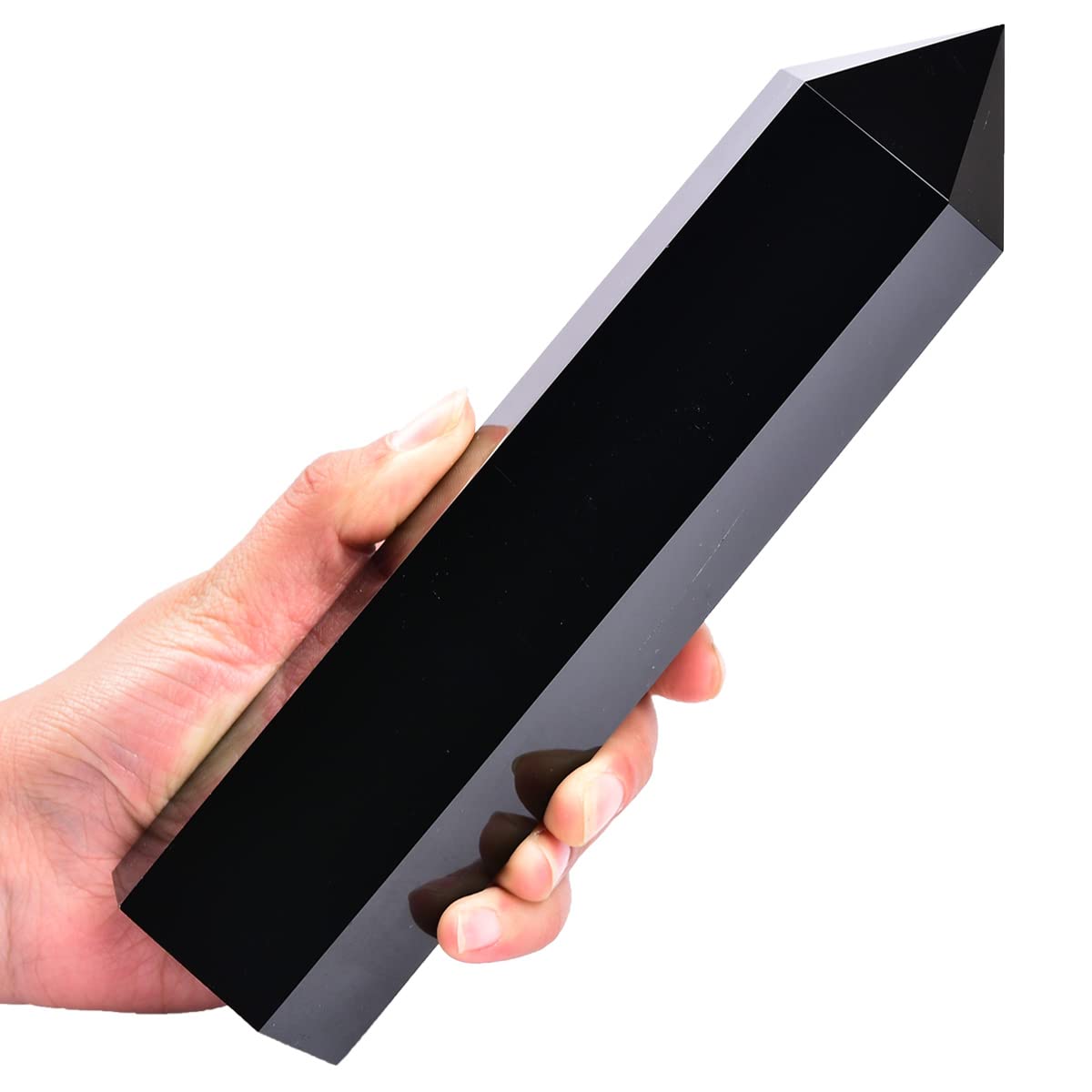 MOGEMT Black Obsidian Tower, front view, grounding meditation and energy focus