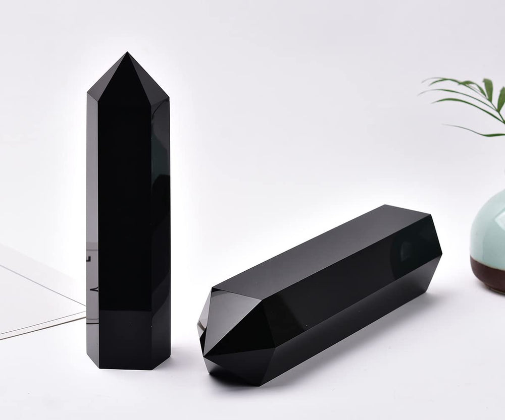 MOGEMT Black Obsidian Tower in meditation space, supports emotional awareness