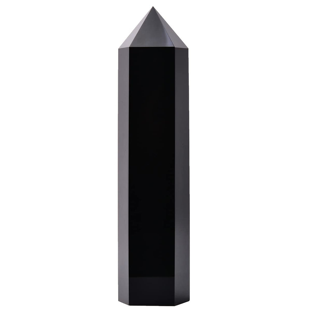 MOGEMT Black Obsidian Tower, side view, protective aura and calm energy