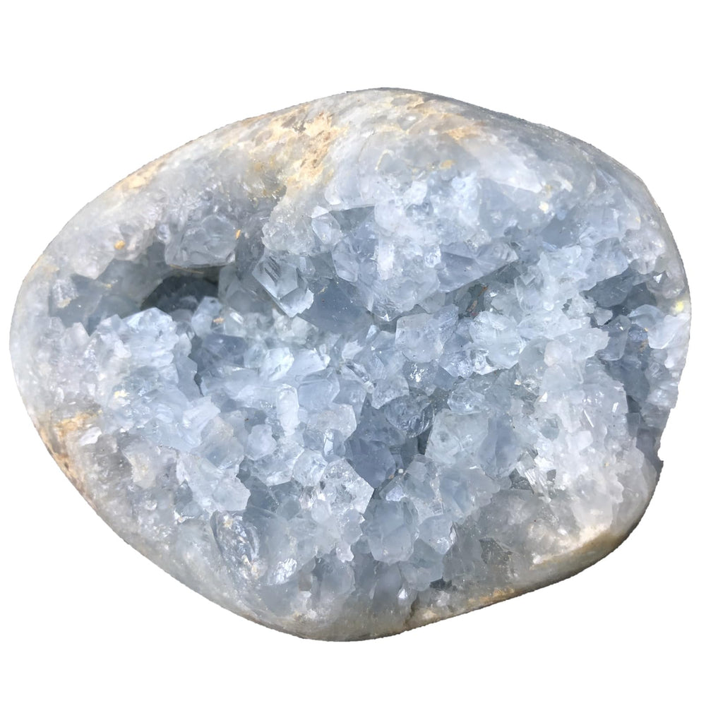 MOGEMT blue celestite geode large for serene home decor and calming ambiance.