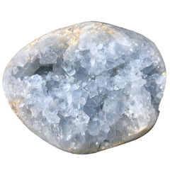 MOGEMT blue celestite geode large for serene home decor and calming ambiance.