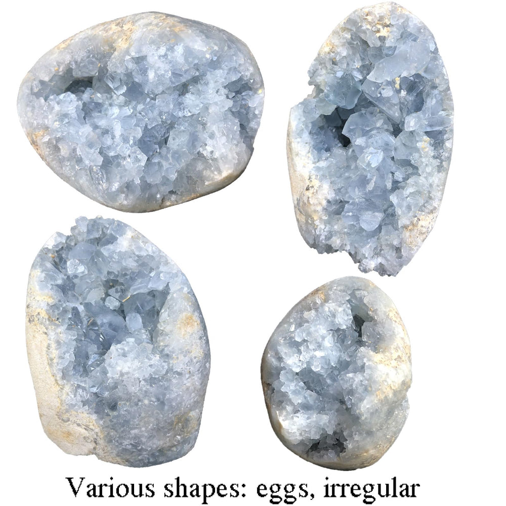 MOGEMT blue crystal geode closeup emphasizes color depth and texture.