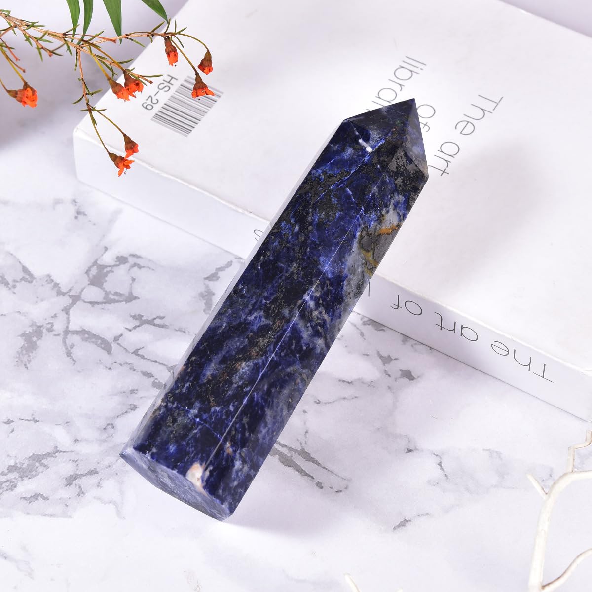 MOGEMT Blue Sodalite Crystal Tower energy-clarity supports mental focus.