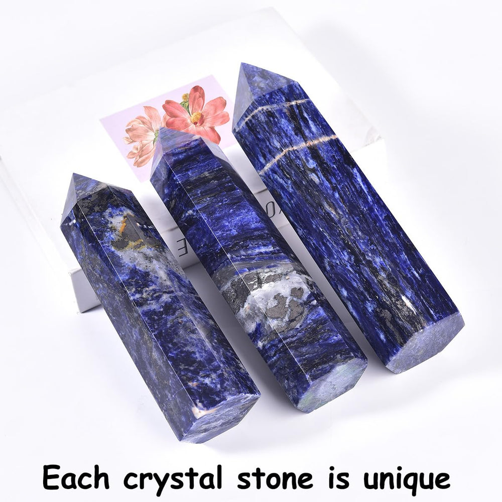MOGEMT Blue Sodalite Crystal Tower ready for meditation and calm spaces.