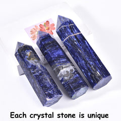 MOGEMT Blue Sodalite Crystal Tower ready for meditation and calm spaces.