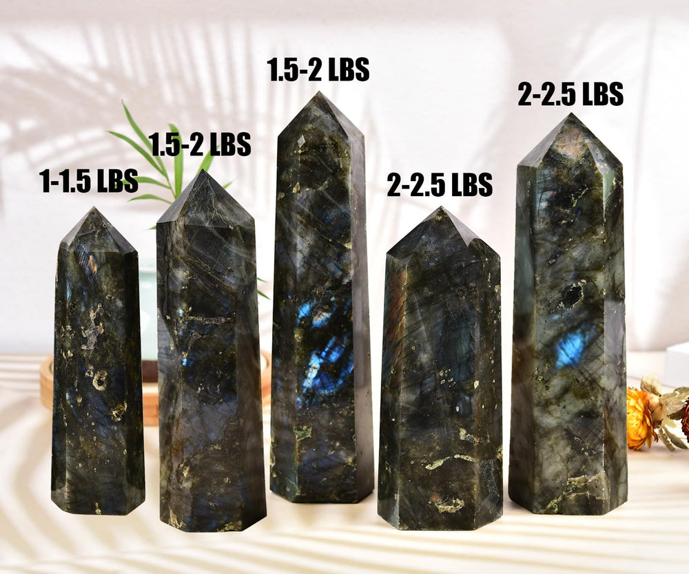 MOGEMT Labradorite Tower on an altar set, supports focused energy during practice