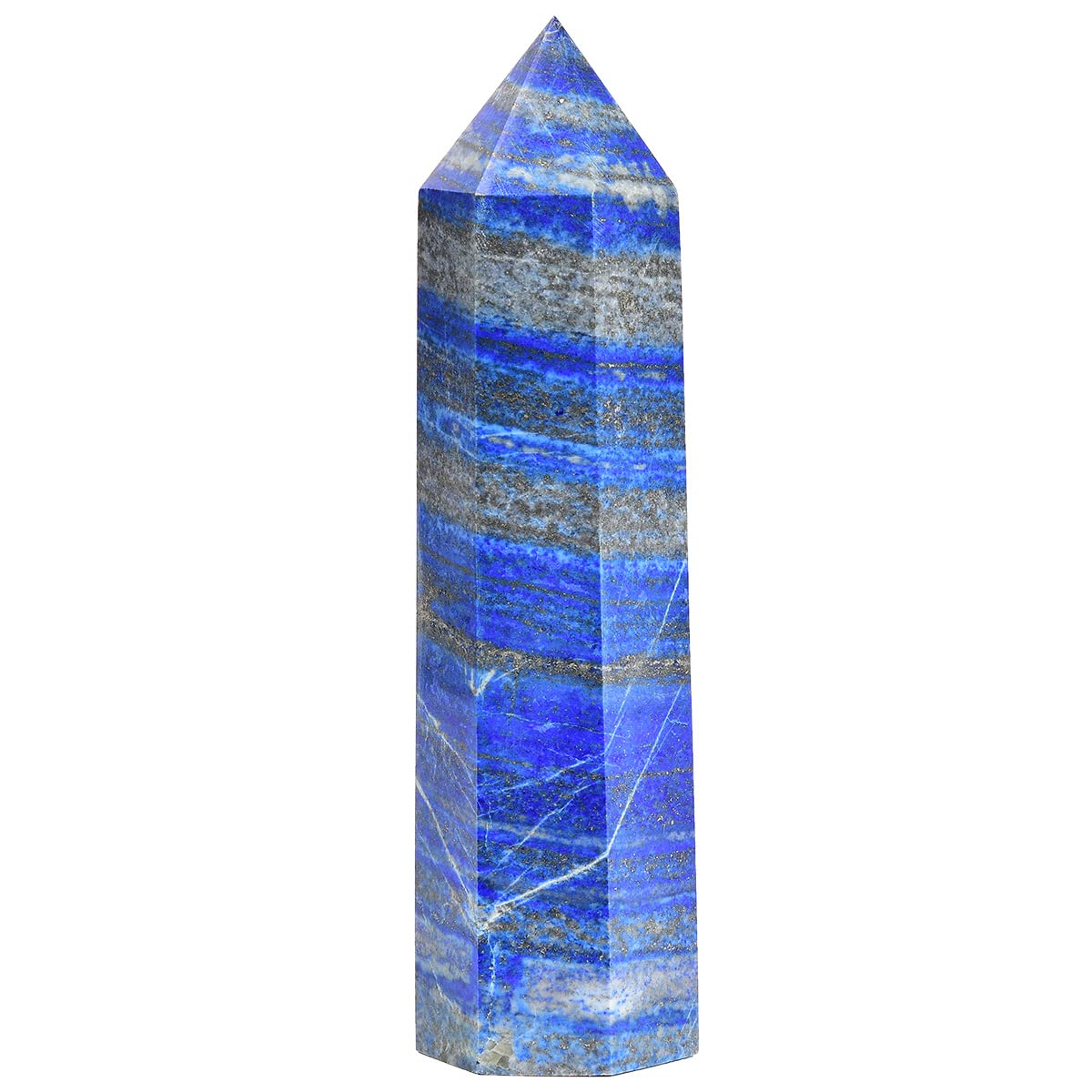 MOGEMT Lapis Lazuli obelisk tower with six facets for focused meditation.