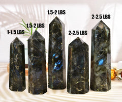 MOGEMT large Labradorite tower hand-polished as a calming centerpiece