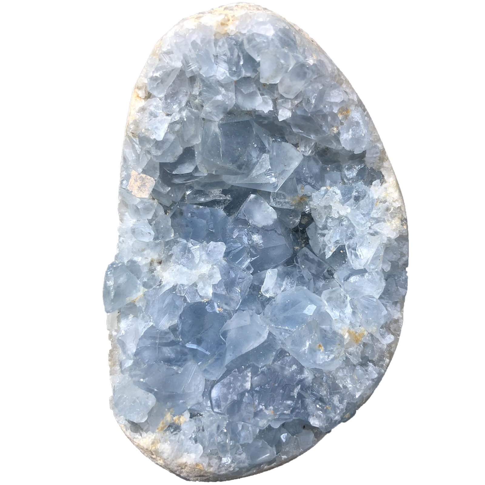 MOGEMT raw celestite cluster showcases natural beauty for spiritual space displays.