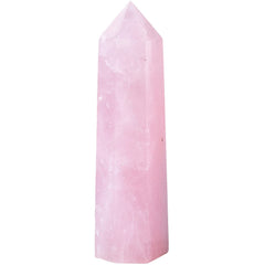 MOGEMT rose quartz obelisk close-up of facets showing natural glow.