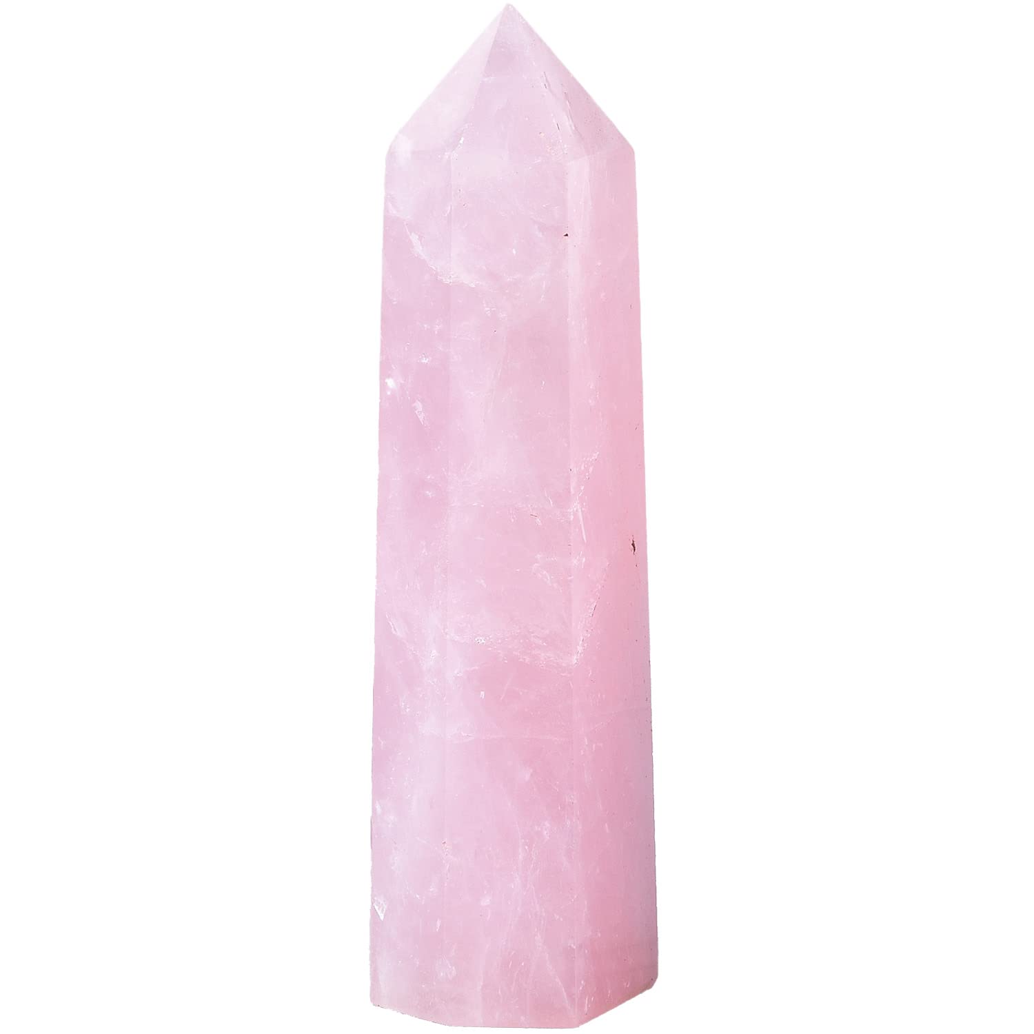 MOGEMT rose quartz wand obelisk emphasizing energy purification in a calm space.