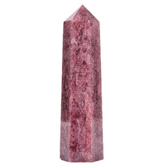 MOGEMT strawberry quartz tower closeup, showcasing natural color and texture for ambient energy.