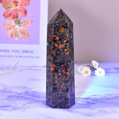 MOGEMT Yooperlite crystal tower close-up shows natural texture for mindful spaces.