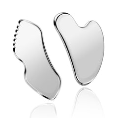 MoHern stainless steel gua sha tool for the face, promoting soothing massage and toned skin.