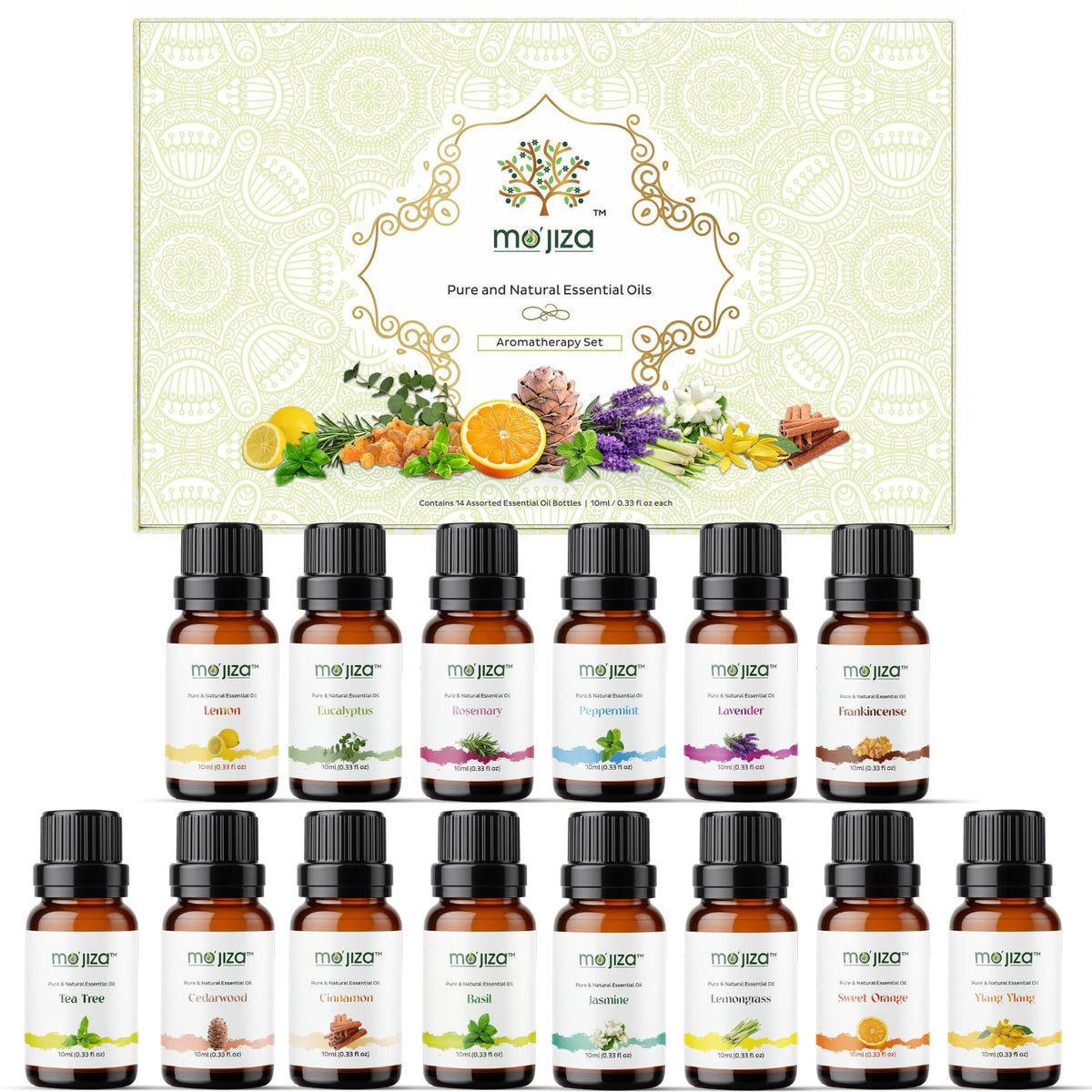 MO'JIZA essential oils gift set in premium packaging for thoughtful self-care gifts.