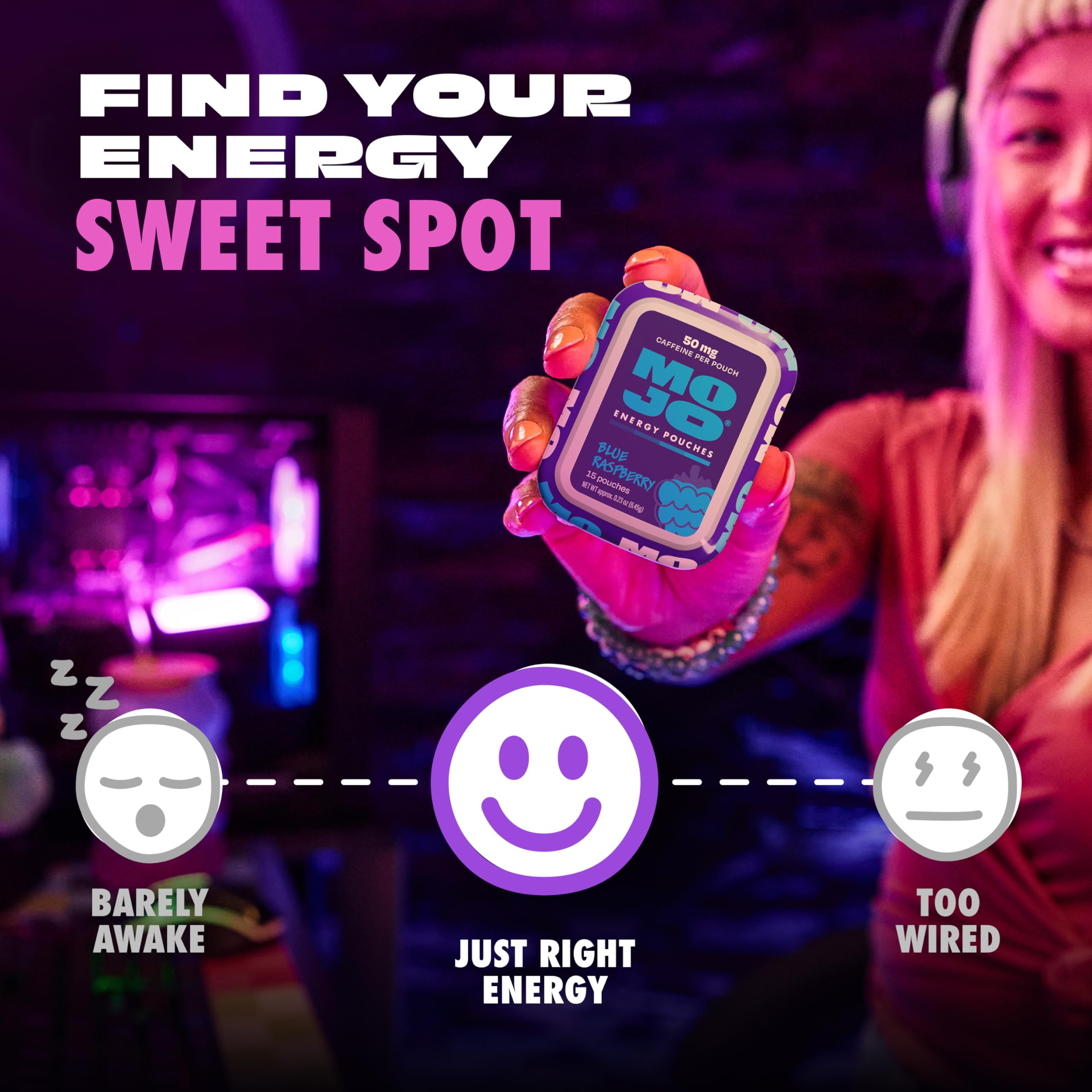 MOJO flavor illustration highlighting blue raspberry aroma and taste.