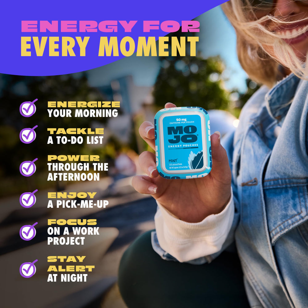 MOJO Energy Pouches made in USA label conveys quality