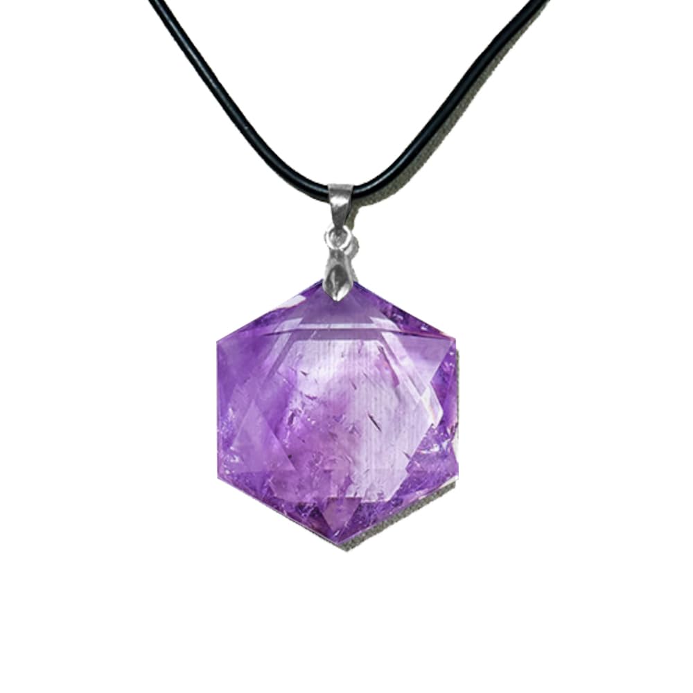 Molistone hexagram star amethyst pendant front view for meditation focus