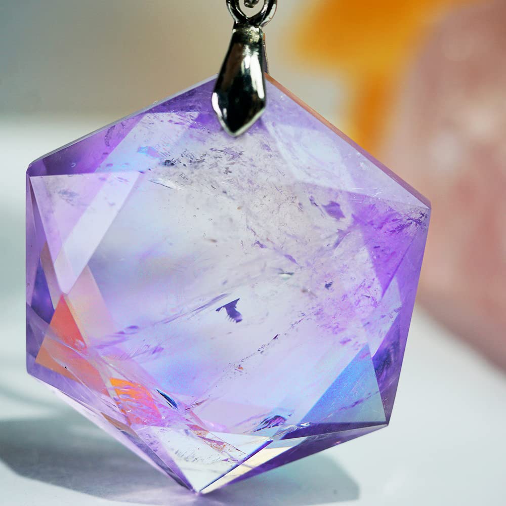 Molistone pendant craft amethyst close-up highlighting vivid purple hues