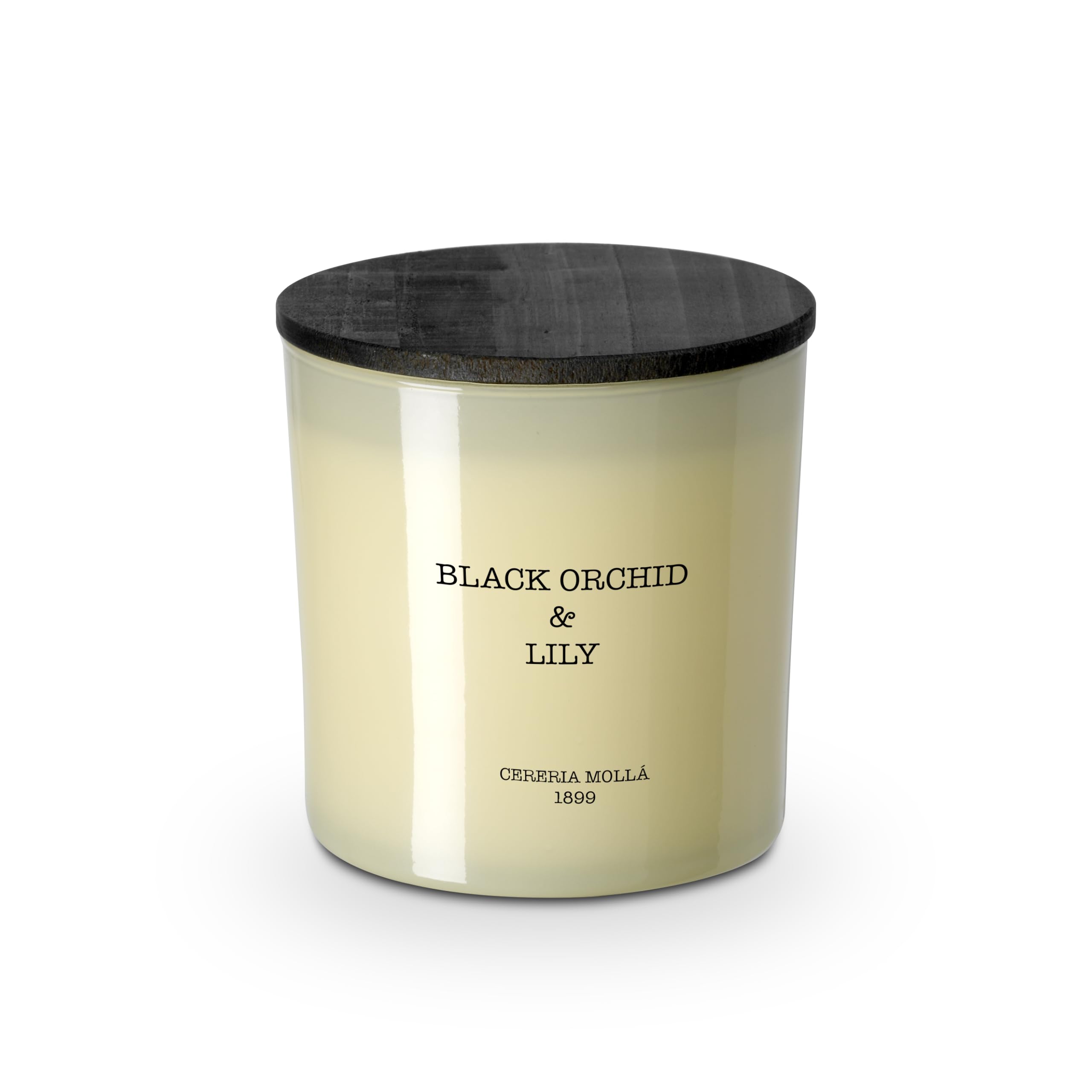 Molla 1899 handmade candle with black orchid and lily for a calming floral ambiance