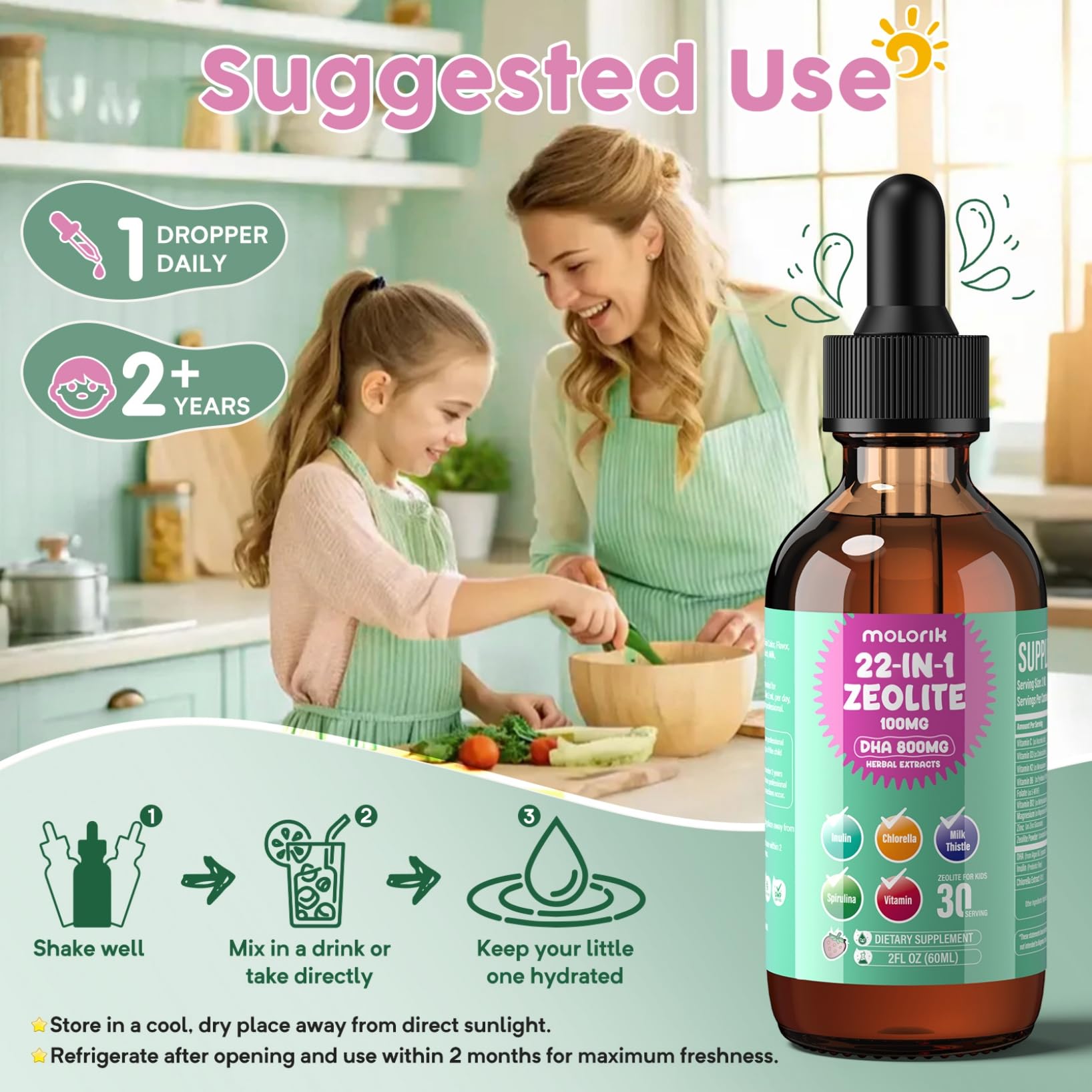 Molorik Pure kid-friendly liquid supplement for daily routine
