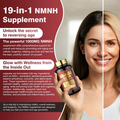 Molorik Pure NMNH capsules closeup emphasizing high potency per serving.
