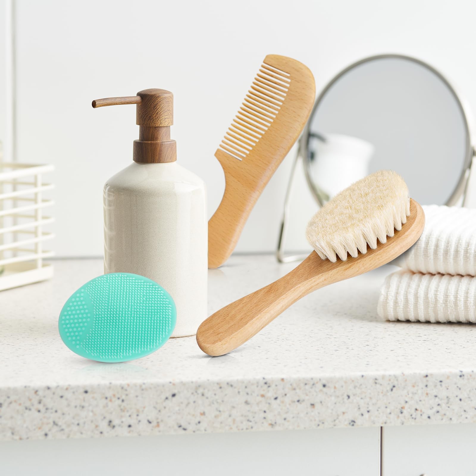 Molylove green cradle cap brush for scalp cleansing