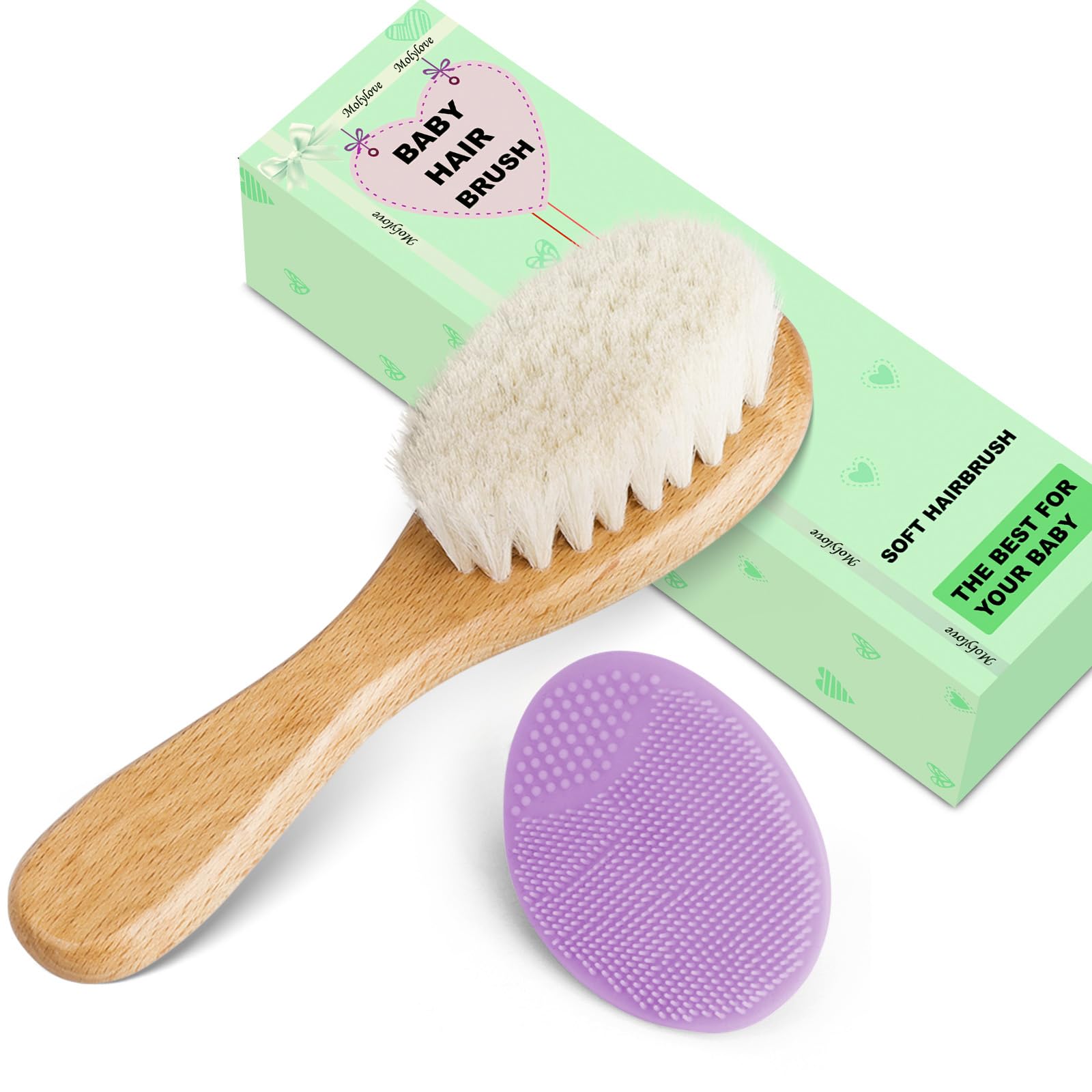 Molylove purple cradle cap brush soft silicone for cradle cap care