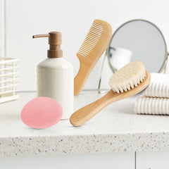 Molylove pink silicone brush softly cleanses and heals cradle cap