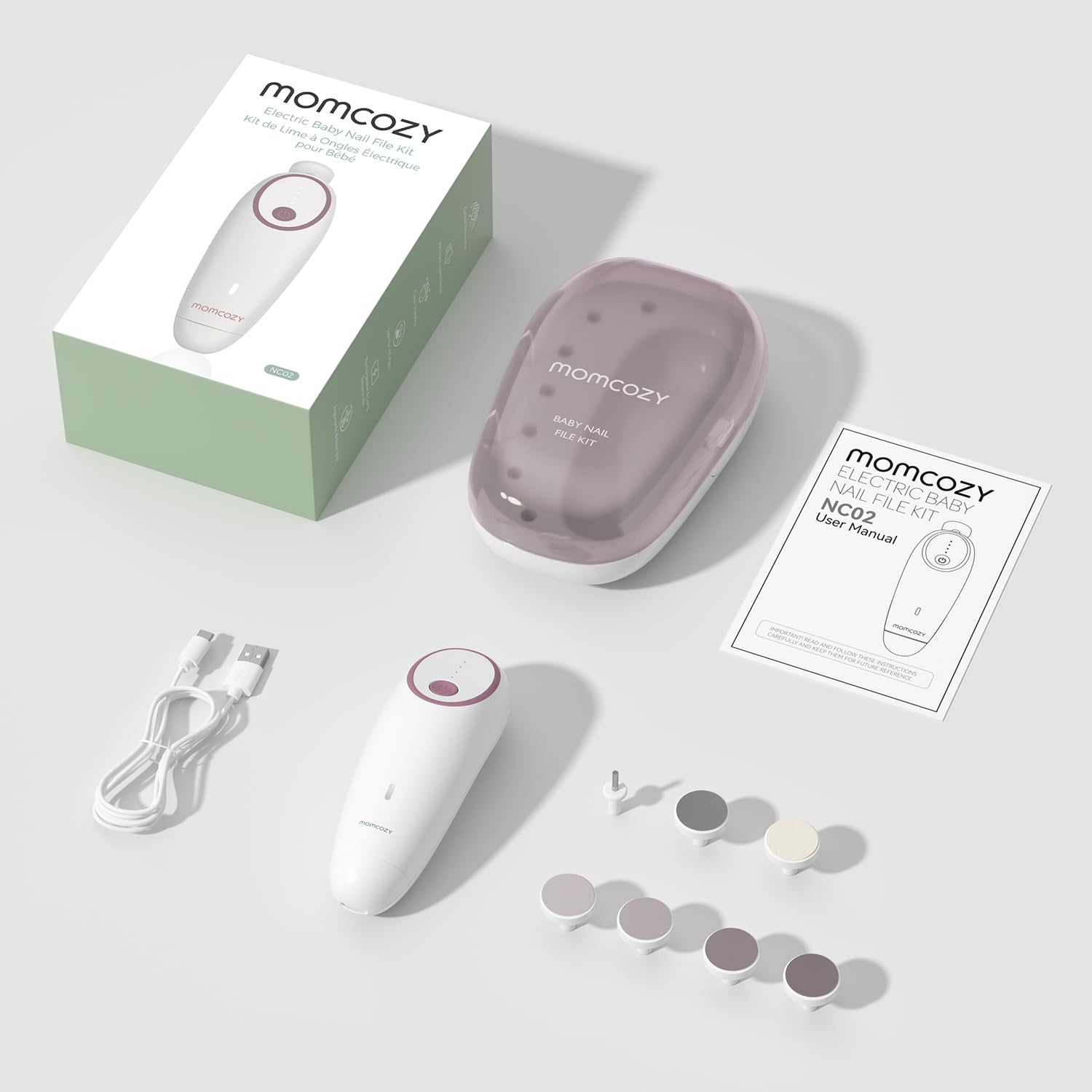 Momcozy Baby Nail File Electric operates quietly for calm grooming sessions