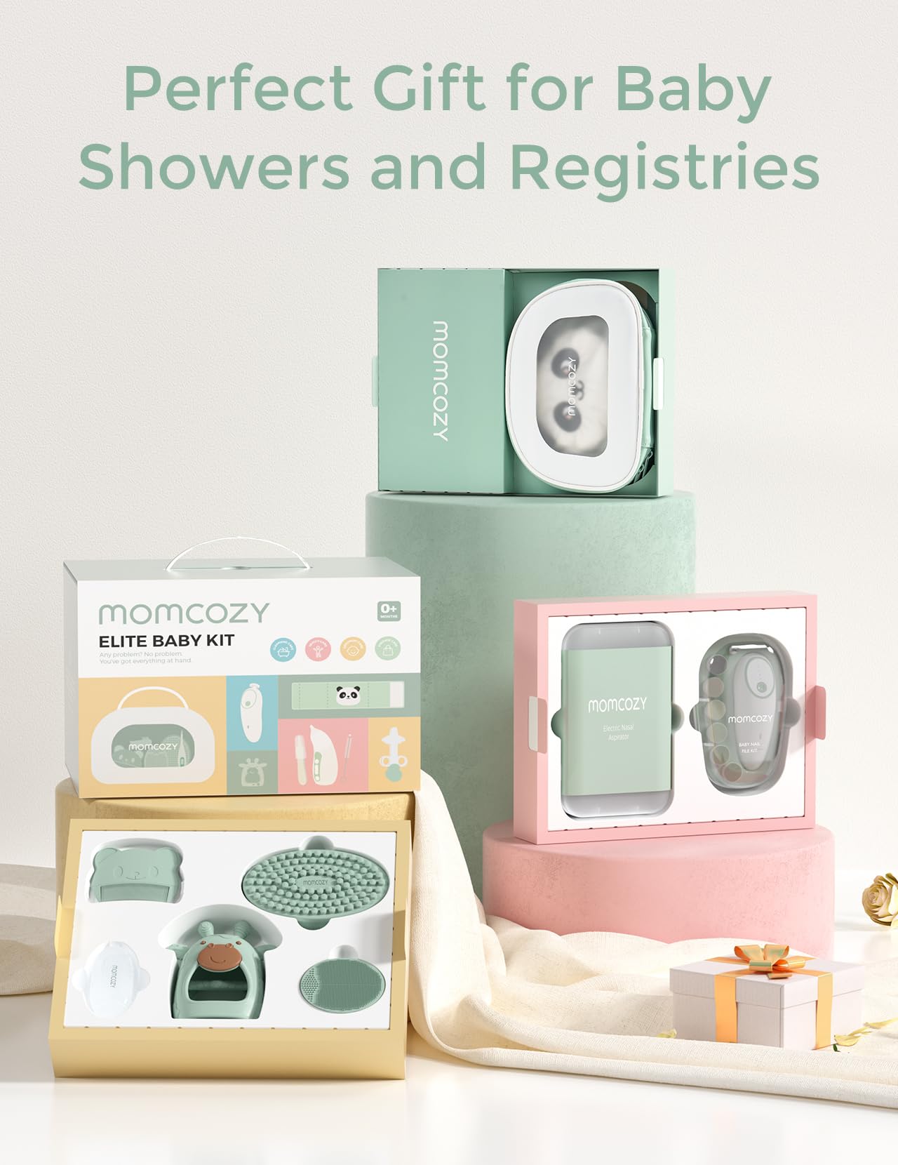 Momcozy Elite Baby Kit cradle cap brush for scalp care.