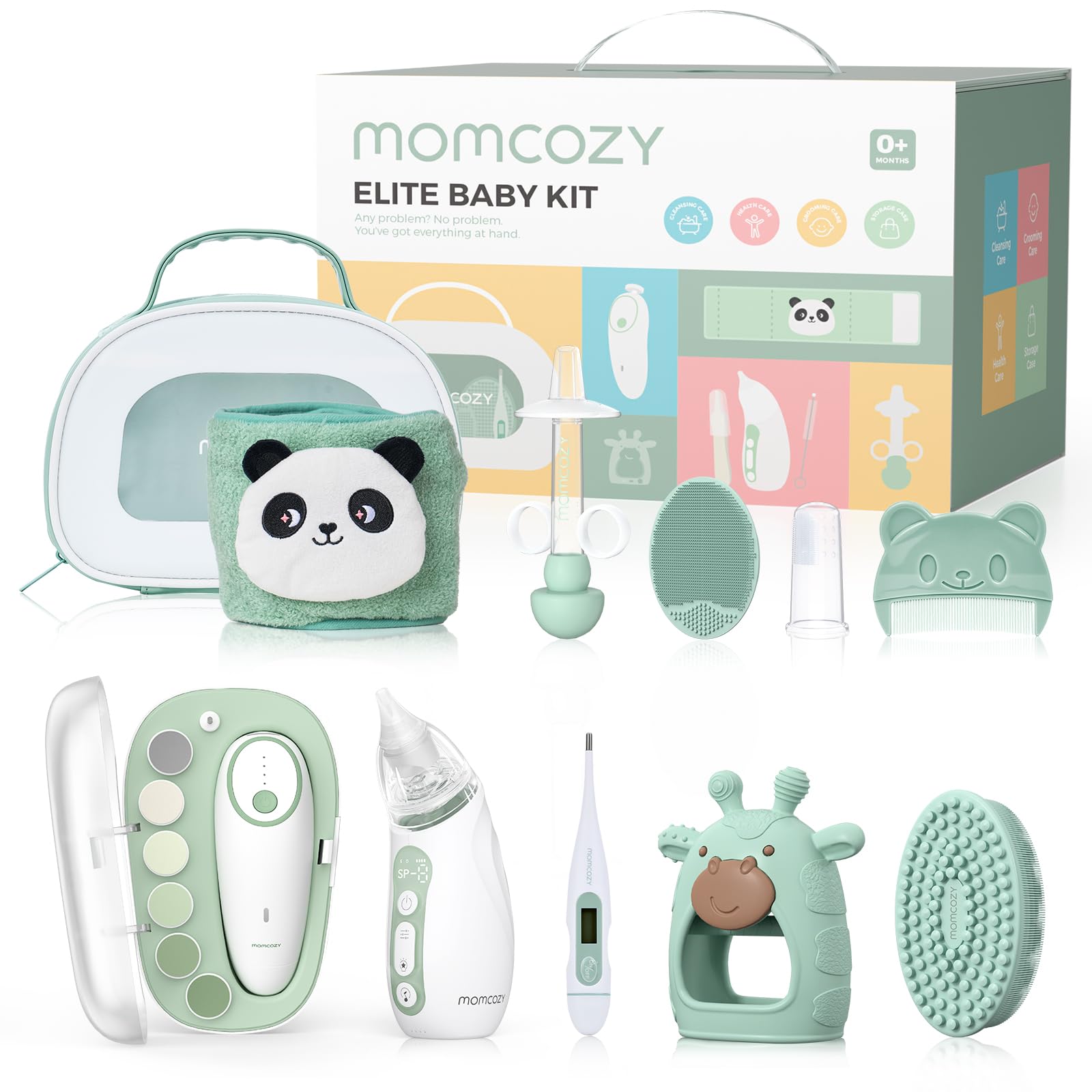 Momcozy Elite Baby Kit electric nail trimmer for safe nail smoothing.